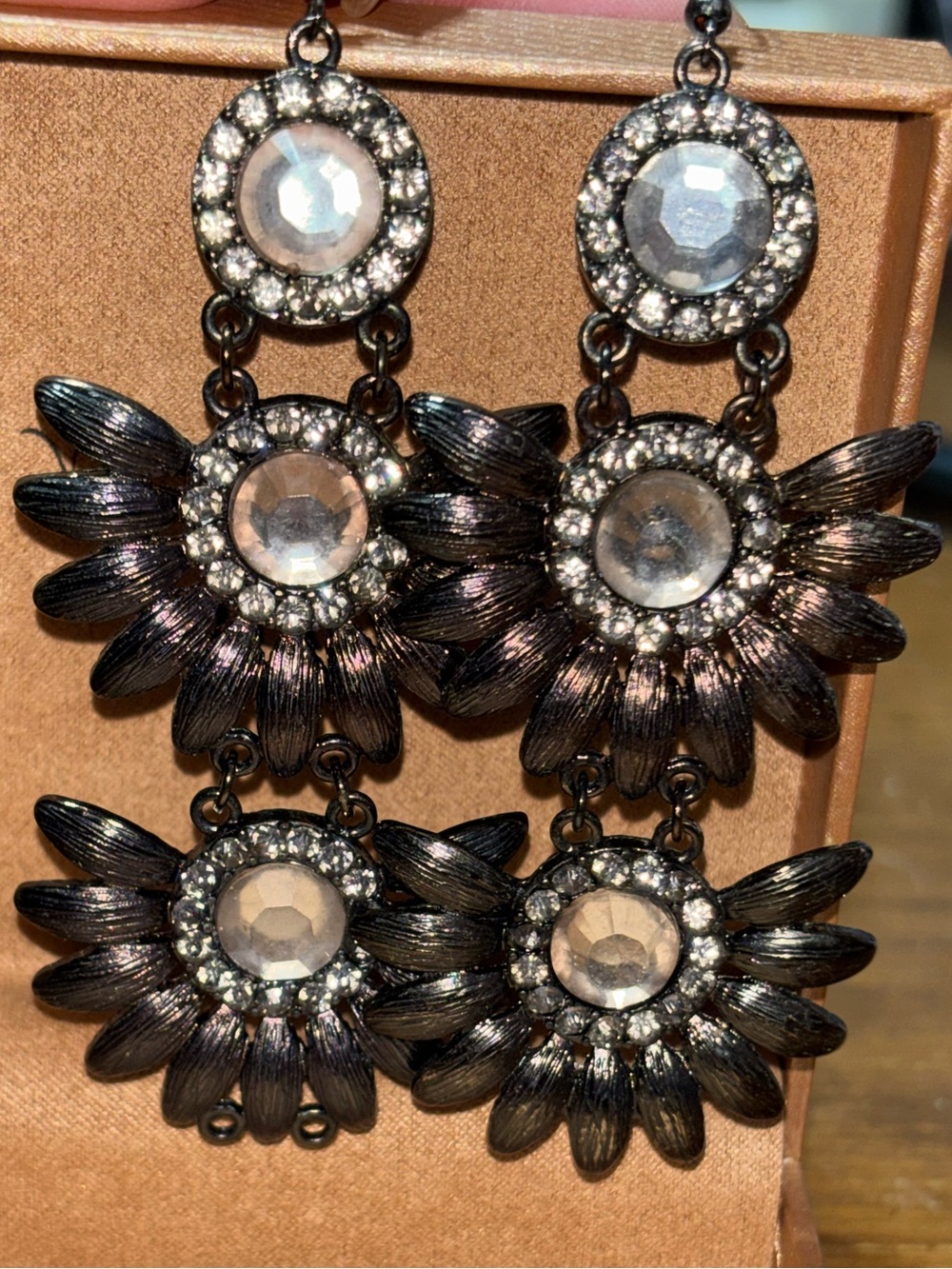 Sparkly Flower Dangle Earrings